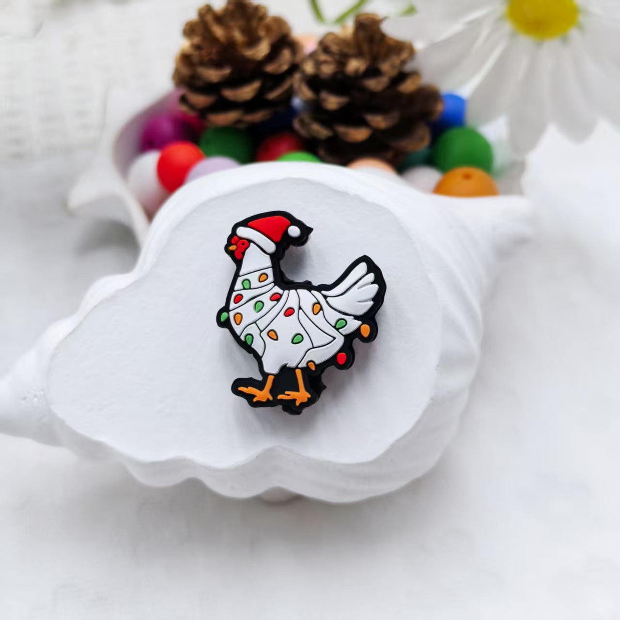 Wholesale 100pcs/pack 2D Christmas  Cartoon Focus Beads  DIY Silicone Beads